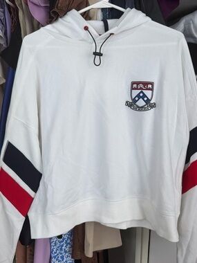 Nautica UPenn Hooded Sweatshirt Red & Navy Sleeve Stripes